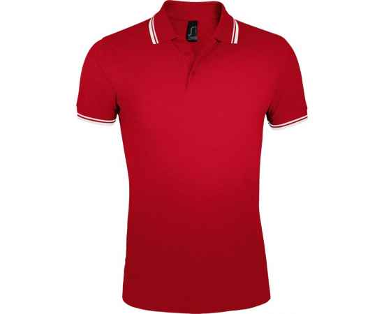 Рубашка поло мужская Pasadena Men 200 с контрастной отделкой, красная с белым G_5851.581, Цвет: красный, Размер: S