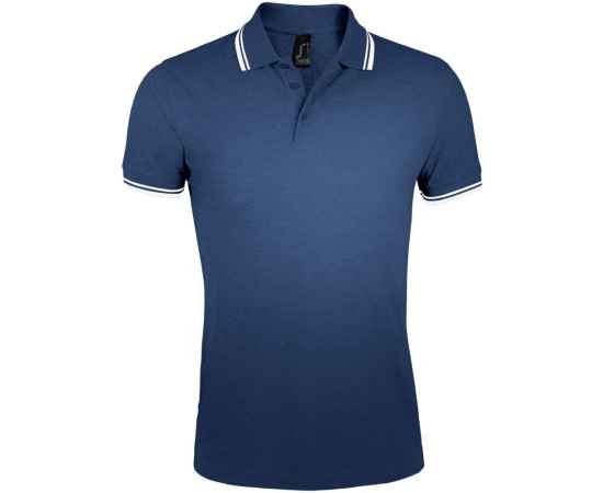 Рубашка поло мужская Pasadena Men 200 с контрастной отделкой, темно-синяя с белым G_5851.471, Цвет: темно-синий, Размер: S