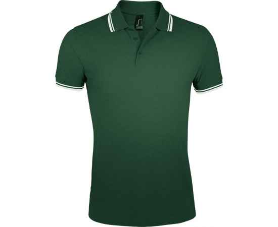 Рубашка поло мужская Pasadena Men 200 с контрастной отделкой, зеленая с белым G_5851.961, Цвет: белый, зеленый, Размер: S