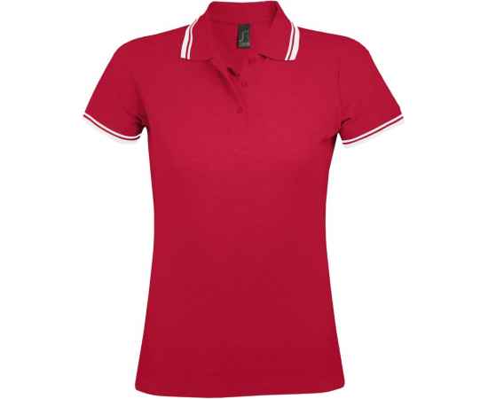 Рубашка поло женская Pasadena Women 200 с контрастной отделкой, красная с белым G_5852.584, Цвет: красный, Размер: XL