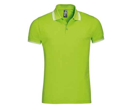 Рубашка поло мужская Pasadena Men 200 с контрастной отделкой, зеленый лайм с белым G_00577794S, Цвет: лайм, Размер: S