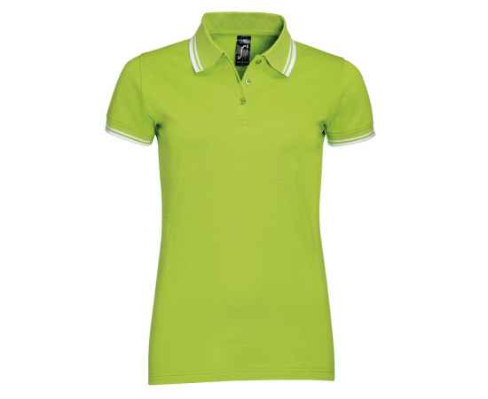 Рубашка поло женская Pasadena Women 200 с контрастной отделкой, зеленый лайм с белым G_00578794S, Цвет: лайм, Размер: S