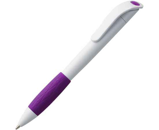 Ручка шариковая Grip, белая с фиолетовым, Цвет: фиолетовый, Размер: 13