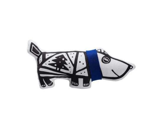 Игрушка «Собака в шарфе», малая, белая с синим, Цвет: синий, Размер: 30х14 см