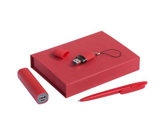 Набор Bond: аккумулятор, флешка и ручка, красный, Цвет: красный, Размер: 17