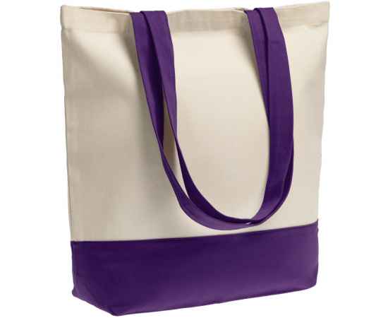 Холщовая сумка Shopaholic, фиолетовая, Цвет: фиолетовый, неокрашенный, Размер: 43,5х40,5х14 см, ручки: 69х3 см