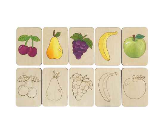 Карточки-раскраски Wood Games, фрукты