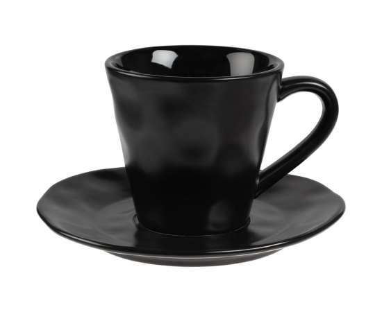 Кофейная пара Dark Fluid, черная, Цвет: черный, Объем: 200, Размер: блюдце: диаметр 14