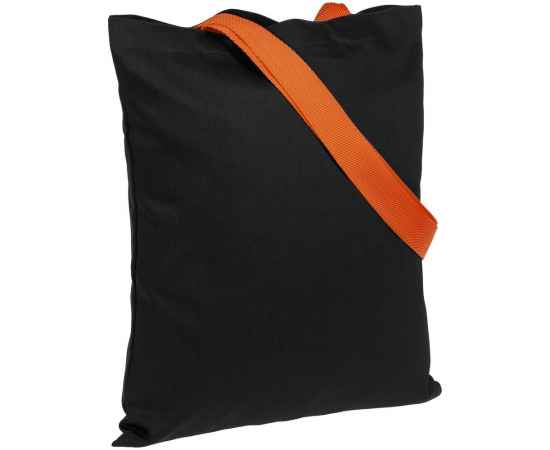 Холщовая сумка BrighTone, черная с оранжевыми ручками, Цвет: оранжевый, Размер: сумка: 35х40 см