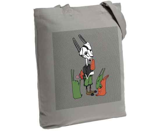 Холщовая сумка «Зайцы и морковное мороженое», серая, Цвет: серый, Размер: 35х38х6 см