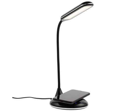 Лампа с беспроводной зарядкой Bright Helper, черная, Цвет: черный, Размер: диаметр 14 см