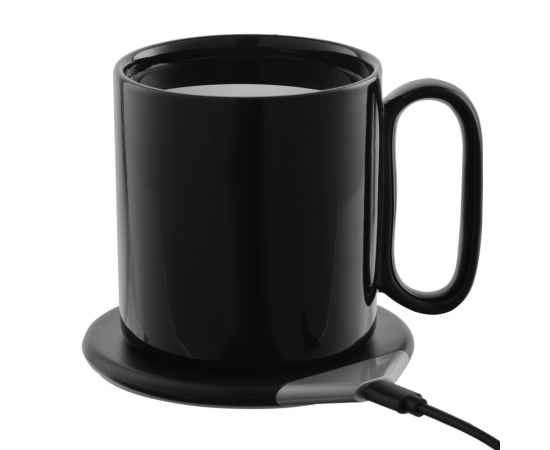 Кружка с подогревом и беспроводной зарядкой dualBase, черная, Цвет: черный, Размер: чашка: диаметр 8