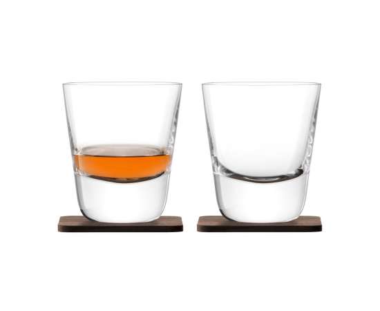 Набор из 2 стаканов Arran Whisky с деревянными подставками, Размер: диаметр 9