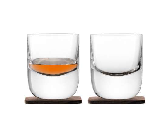 Набор из 2 стаканов Renfrew Whisky с деревянными подставками, Размер: диаметр 8
