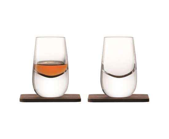 Набор из 2 стопок Whisky с деревянными подставками, Размер: диаметр 5