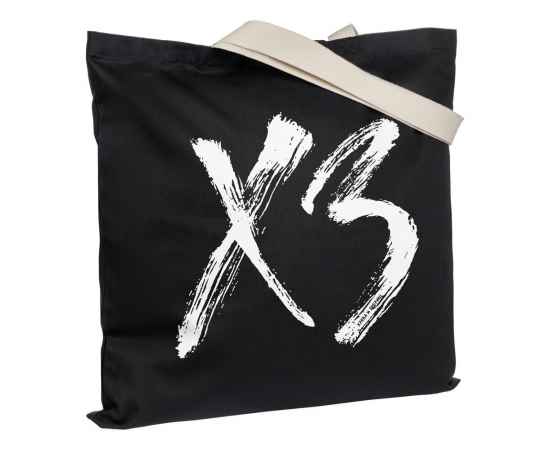 Холщовая сумка «ХЗ» с внутренним карманом, черная с белым, Цвет: белый, черный, Размер: 49х45х4 с