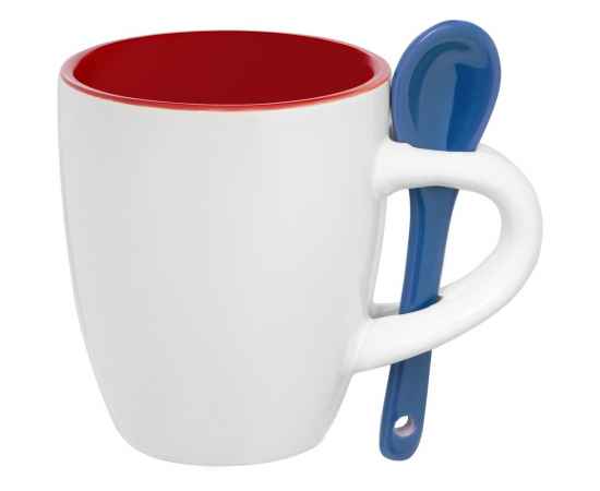 Кофейная кружка Pairy с ложкой, красная с синей, Цвет: красный, синий, Объем: 100, Размер: кружка: диаметр 5,8 см, высота 6,9 с