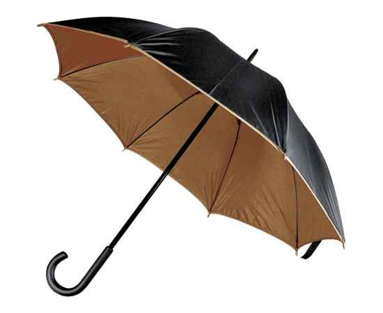 Зонт-трость Downtown, черный с коричневым, Цвет: коричневый, Размер: диаметр купола 102 см