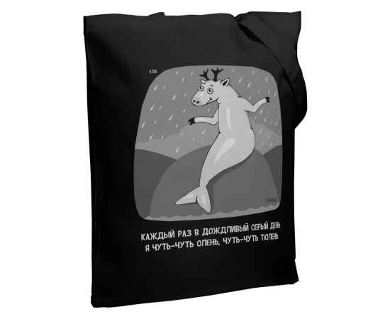 Холщовая сумка «Олень Тюлень», черная, Размер: 35х38х6 см