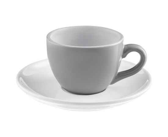 Чайная пара Cozy Morning, серая с белым, Цвет: белый, серый, Объем: 200, Размер: чашка: диаметр 8,4 см, ширина с ручкой 10,9 см, высота 6,2 с