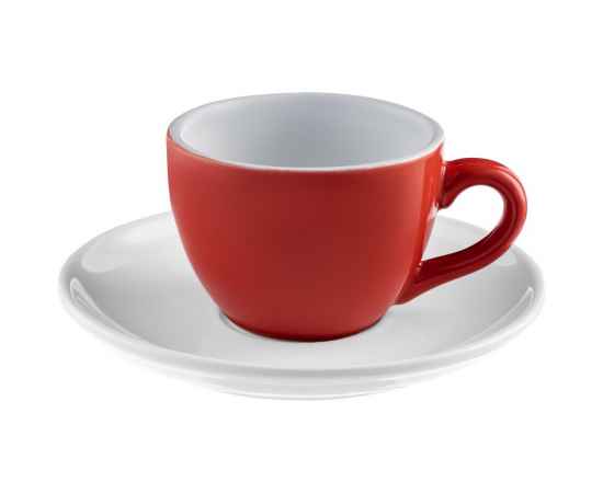 Чайная пара Cozy Morning, красная с белым, Цвет: белый, красный, Объем: 200, Размер: чашка: диаметр 8,4 см, ширина с ручкой 10,9 см, высота 6,2 с