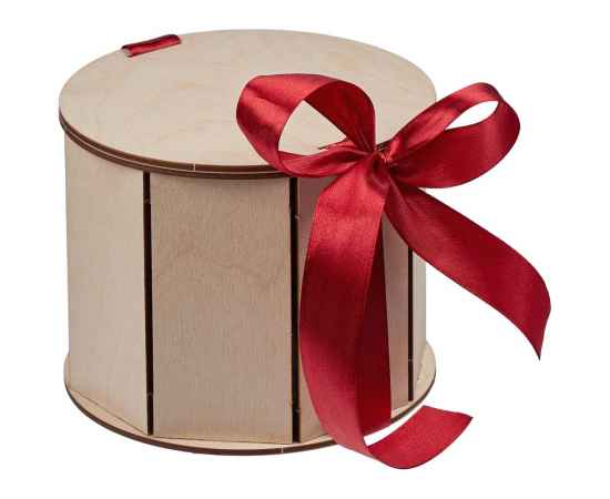 Коробка Drummer, круглая, с красной лентой, Цвет: красный, Размер: диаметр 14