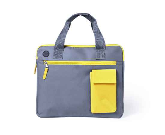 Конференц-сумка RADSON, серый/желтый, 35 х 30 x 2 см, 100% полиэстер 600D, Цвет: желтый, серый