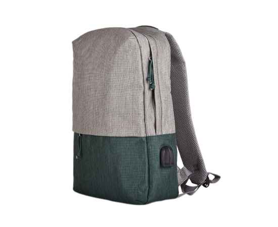 Рюкзак 'Beam', серый/зеленый, 44х30х10 см, ткань верха: 100% полиамид, подкладка: 100% полиэстер, Цвет: серый, зеленый, Размер: 40*30*10 см