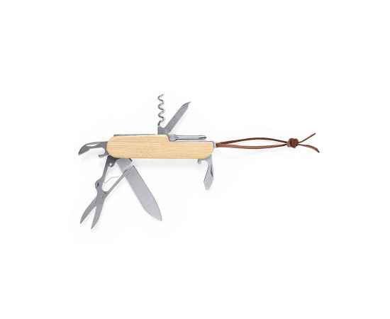Карманный нож мультитул TITAN, нержавеющая сталь, бамбук, 9 функций, 9.4 x 2.5 x 1.5 cm, Цвет: бежевый