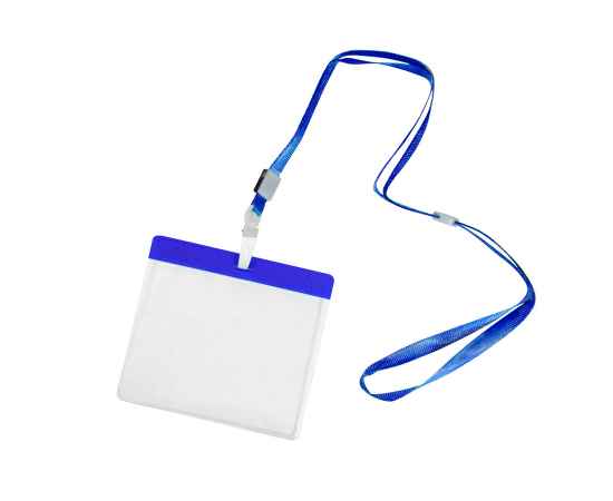 Ланъярд с держателем для бейджа MAES, синий, 11,2х0,5 см, полиэстер, пластик, тампопечать, шелкограф, Цвет: синий