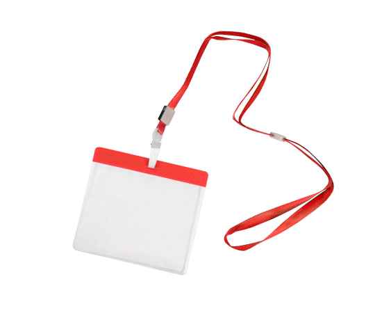 Ланъярд с держателем для бейджа MAES, красный, 11,2х0,5 см, полиэстер, пластик, тампопечать, шелкогр, Цвет: красный