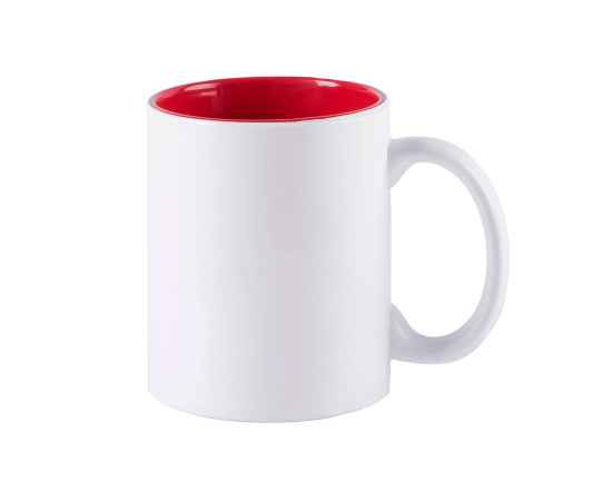 Кружка KULMER, белый с красным, 350мл, 9,6х8,2см, тонкая керамика, Цвет: белый, красный