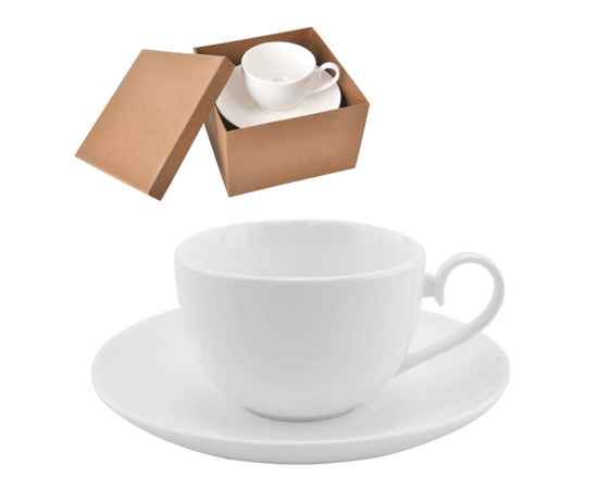 Чайная пара  'Классика' в подарочной упаковке, 16,5х16,5х11см,190мл, фарфор, деколь, Цвет: белый