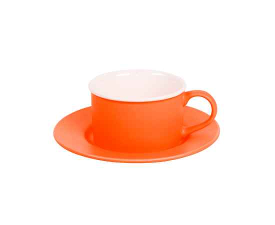 Чайная пара ICE CREAM, оранжевый с белым кантом, 200 мл, фарфор, Цвет: оранжевый, белый