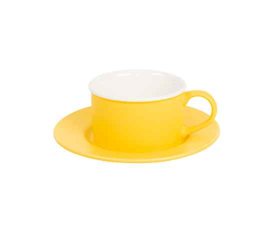 Чайная пара ICE CREAM, желтый с белым кантом, 200 мл, фарфор, Цвет: желтый, белый