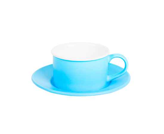 Чайная пара ICE CREAM, голубой с белым кантом, 200 мл, фарфор, Цвет: голубой, белый