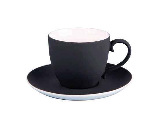 Чайная пара TENDER, 250 мл, черный, фарфор, прорезиненное покрытие, Цвет: Чёрный