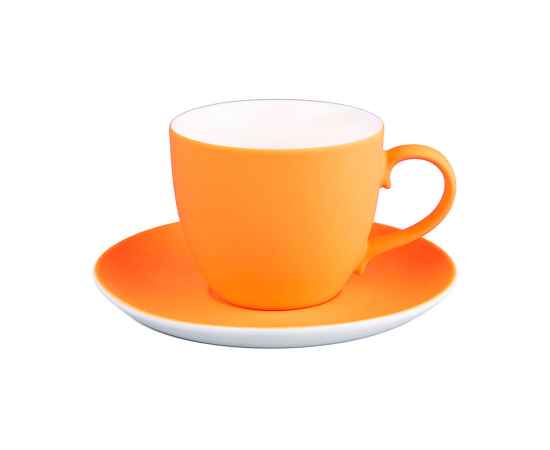 Чайная пара TENDER, 250 мл, оранжевый, фарфор, прорезиненное покрытие, Цвет: оранжевый