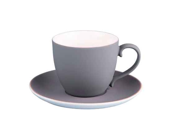 Чайная пара TENDER, 250 мл, серый, фарфор, прорезиненное покрытие, Цвет: серый