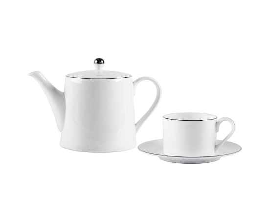 Набор PLATINUM: чайная пара и чайник в подарочной упаковке, 200мл и 900мл, костяной фарфор, Цвет: белый