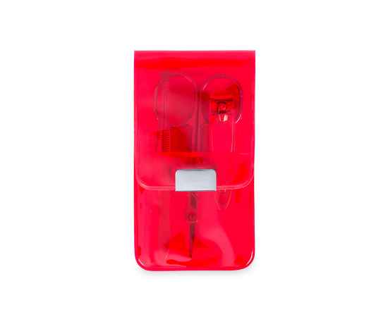 Маникюрный набор SILTON: ножницы, пинцет, щипчики, красный, 5.7 x 10.1 x 1.4 см,  ПВС, нерж. сталь, Цвет: красный