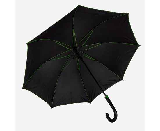 Зонт-трость 'Back to black', полуавтомат, 100% полиэстер, черный с зеленым, Цвет: черный, зеленый