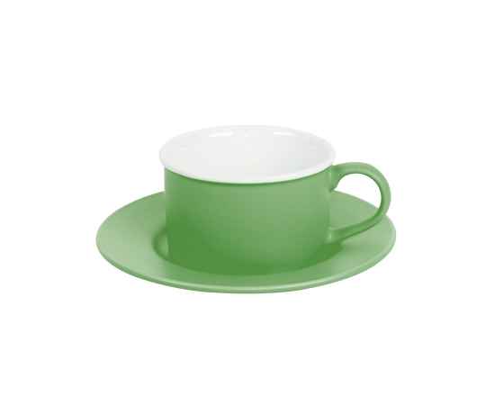 Чайная пара ICE CREAM, зеленый с белым кантом, 200 мл, фарфор, Цвет: зеленый, белый