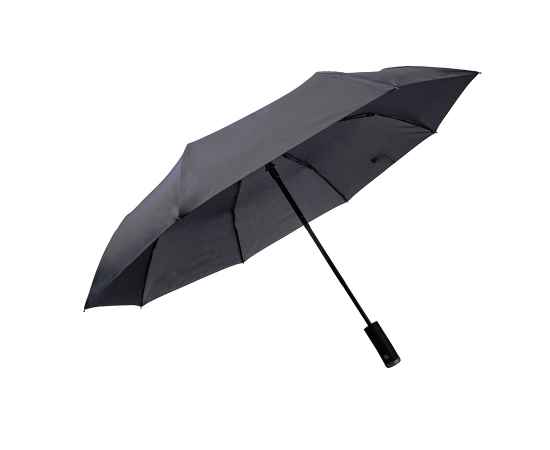 Зонт PRESTON складной с ручкой-фонариком, полуавтомат, темно-серый, D=100 см, нейлон, Цвет: темно-серый