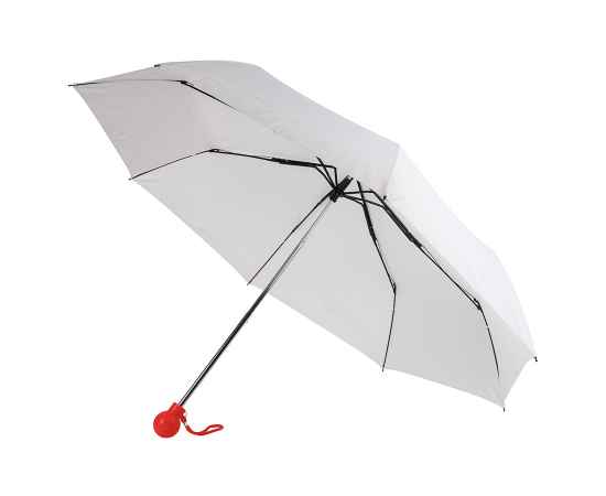 Зонт складной FANTASIA, механический, белый с красной ручкой, Цвет: белый, красный