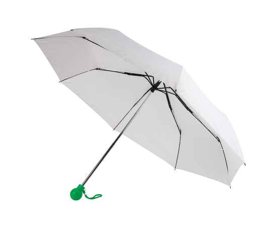 Зонт складной FANTASIA, механический, белый с зеленой ручкой, Цвет: белый, зеленый