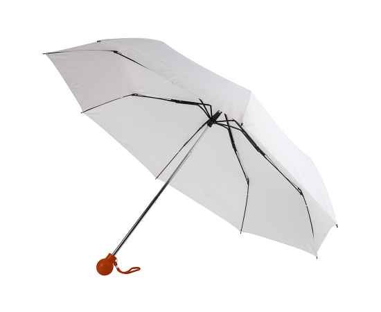 Зонт складной FANTASIA, механический, белый со светло-коричневой ручкой, Цвет: белый, светло-коричневый