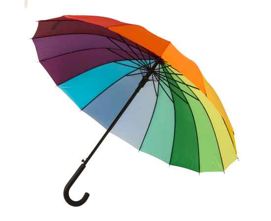 Зонт-трость  'Радуга' (полуавтомат), D=110см, 100% полиэстер, пластик, шелкография, Цвет: разные цвета
