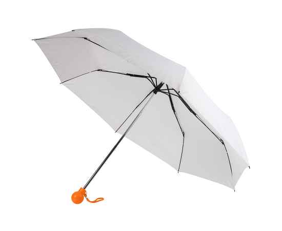 Зонт складной FANTASIA, механический, белый с оранжевой ручкой, Цвет: белый, оранжевый