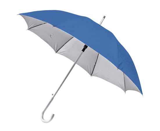 Зонт-трость с пластиковой ручкой  'под алюминий' 'Silver', полуавтомат, синий с серебром, D=103 см,, Цвет: синий, серебристый